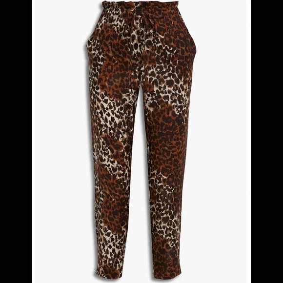 Veronica Beard Oksana Leopard Linen Crop Pants Size 2 - Picture 3 of 5